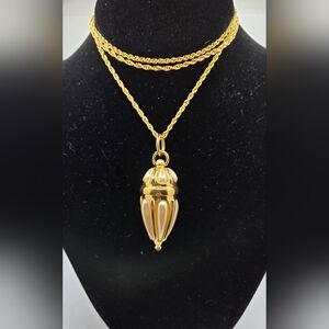 Joan Rivers Necklace w/ Pendant Poison Bottle Casket Locket Chatelaine Pearl